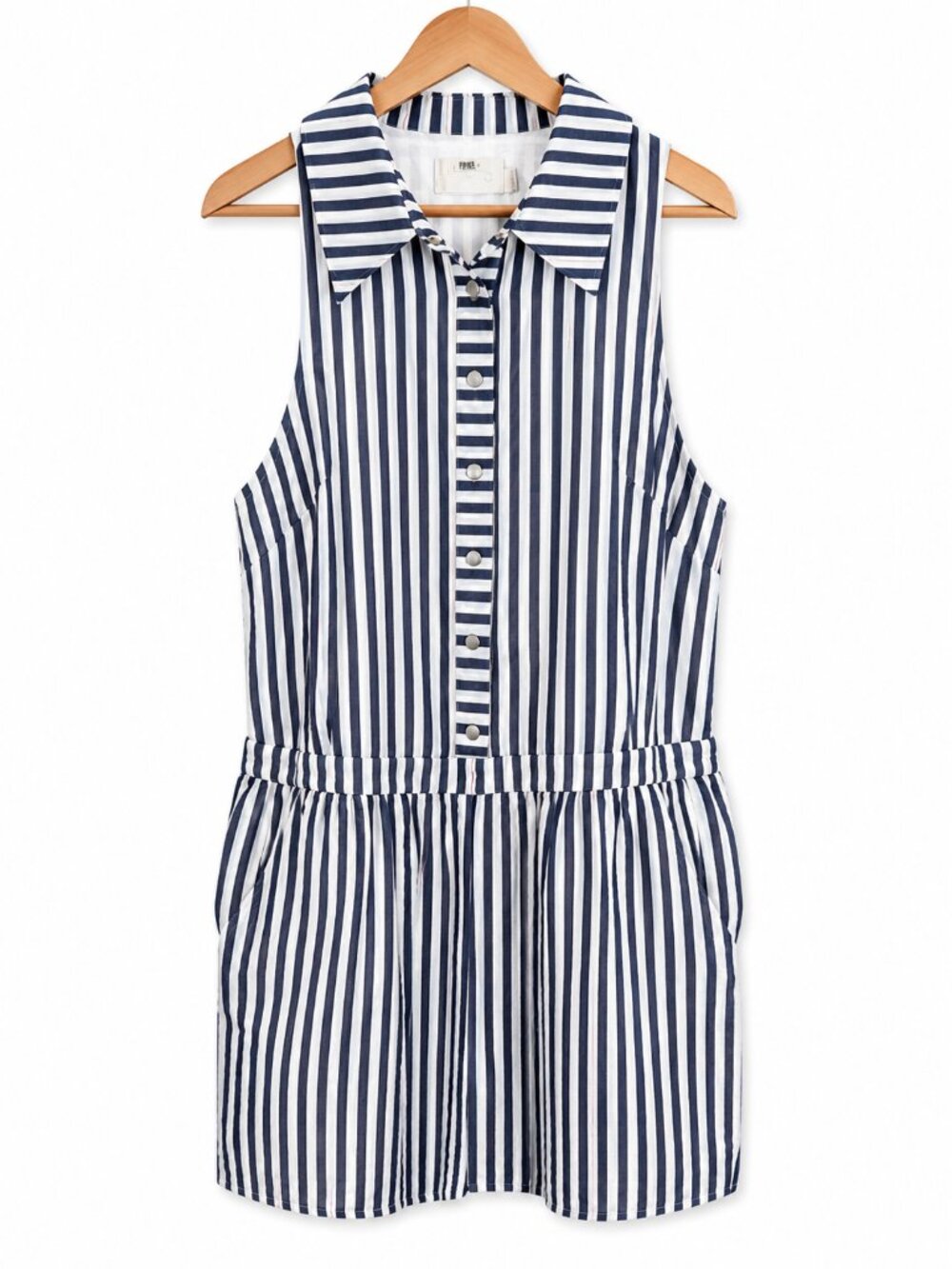 TJD Navy White Striped Button Dress